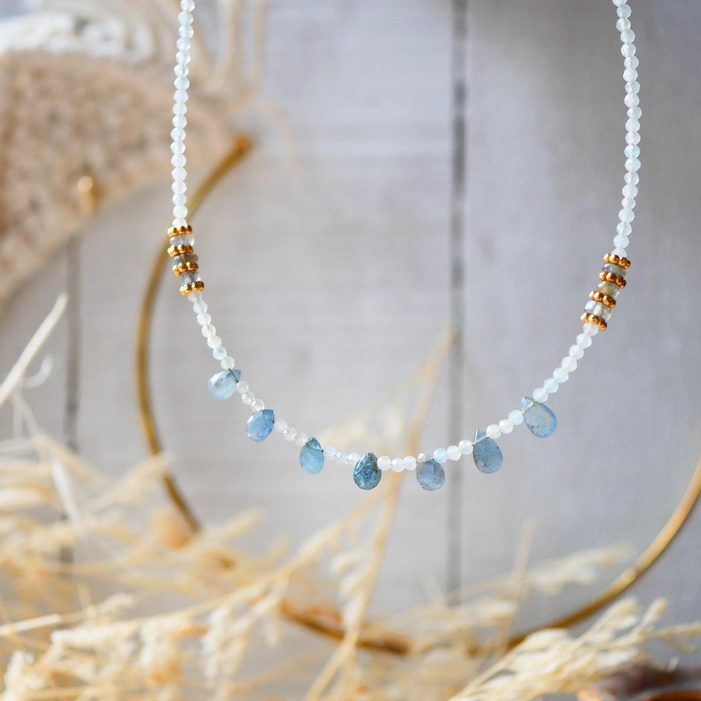 Tej Necklace - Aquamarine, Labradorite