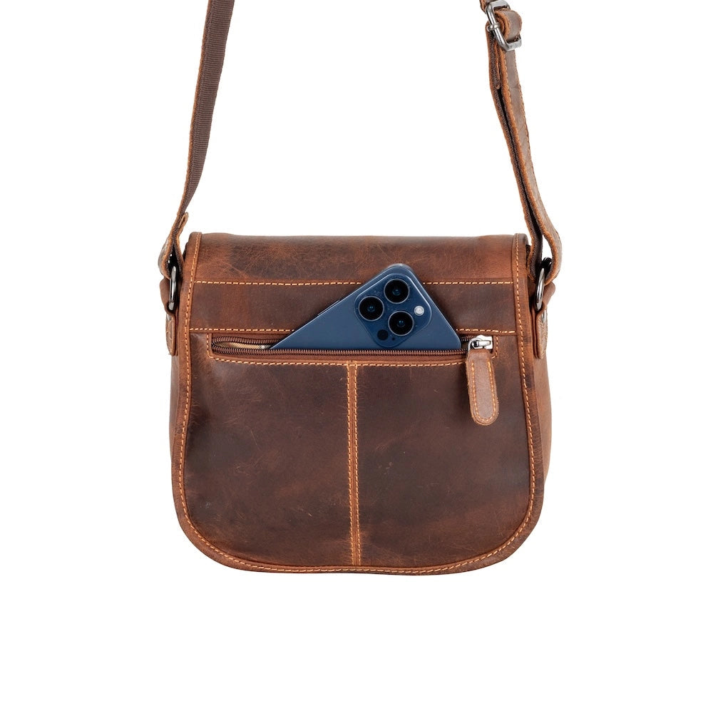 Brown Lennon Crossbody Bag - Full-Grain Leather Shoulder Bag