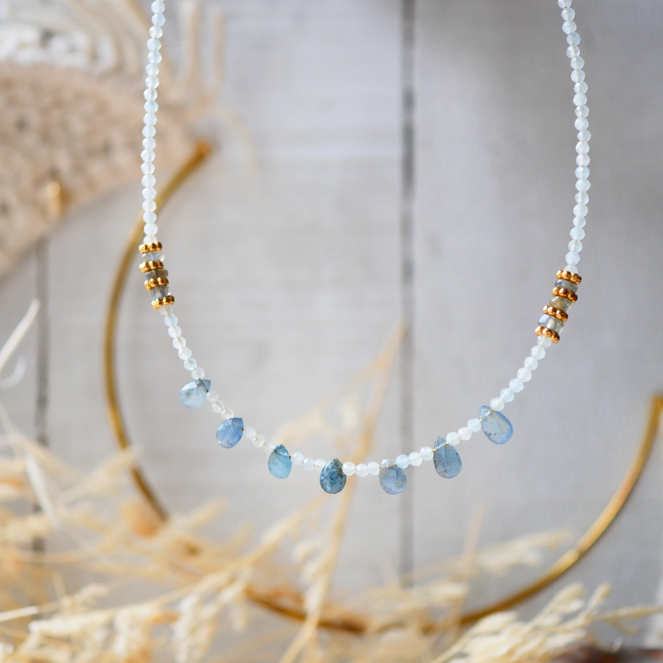 Tej Necklace - Aquamarine, Labradorite