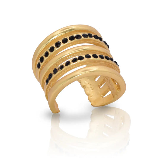 Black Cz Multi-Strand Ring (Gold)