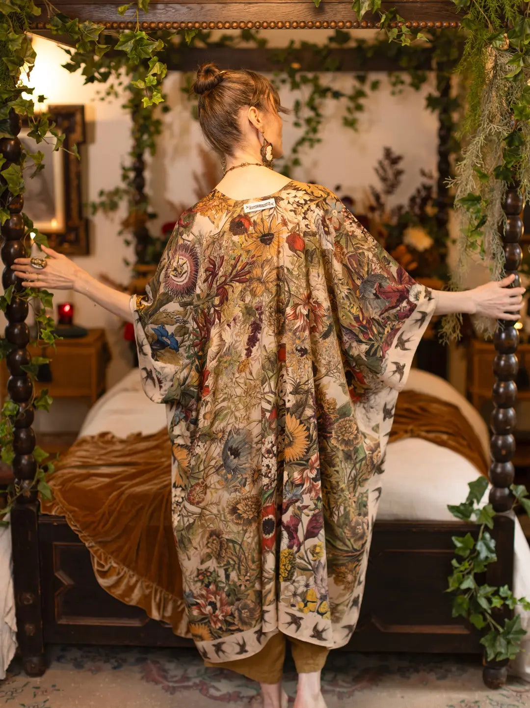 Golden Hour Goddess Duster Kimono w/ Floral Print