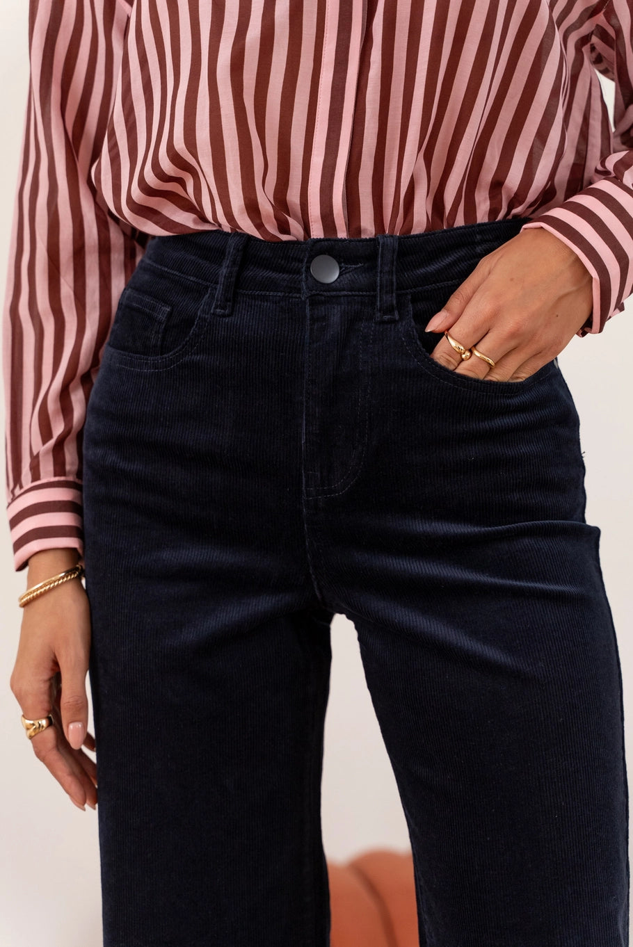 Ava Velvet Pants - Navy