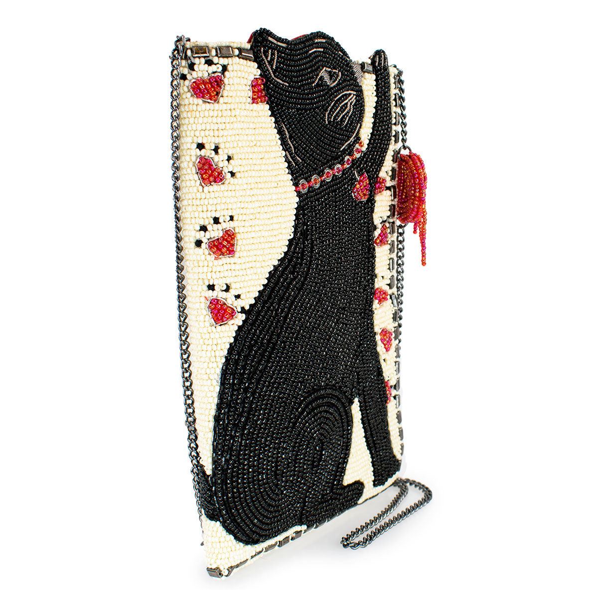 Purr-Suit Kitty Cat and Yarn Hand-Beaded Crossbody Bag
