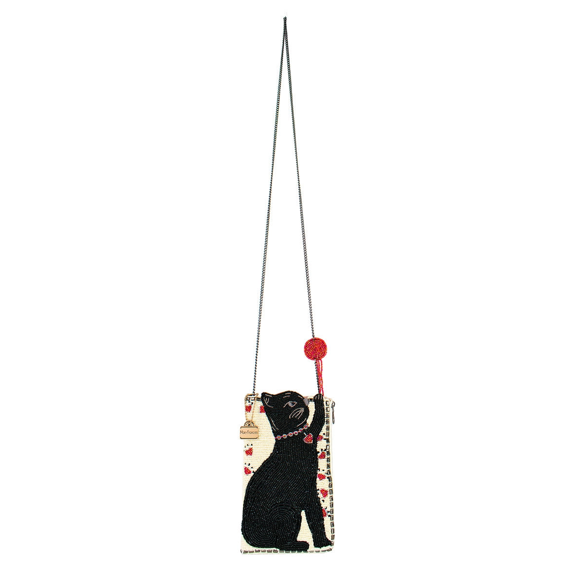 Purr-Suit Kitty Cat and Yarn Hand-Beaded Crossbody Bag