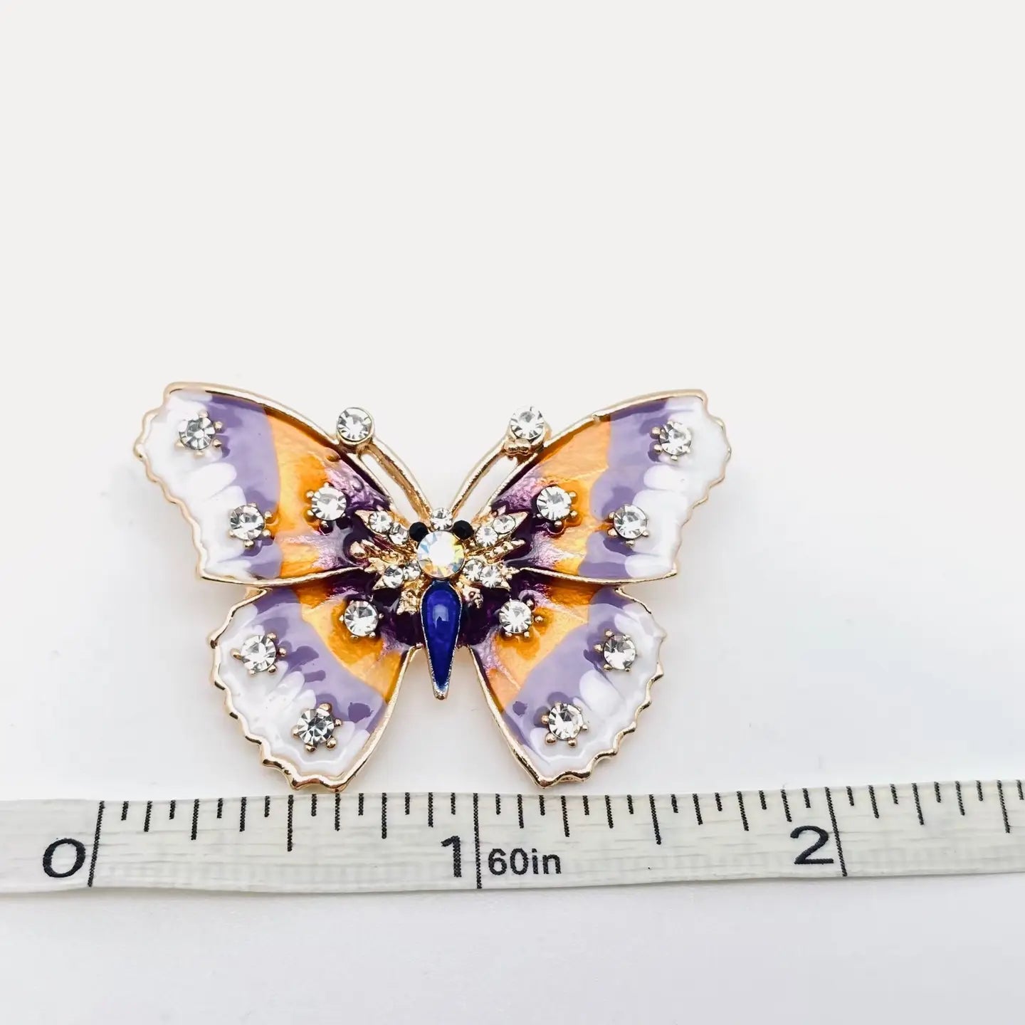 Rhinestone Enamel Butterfly Brooch