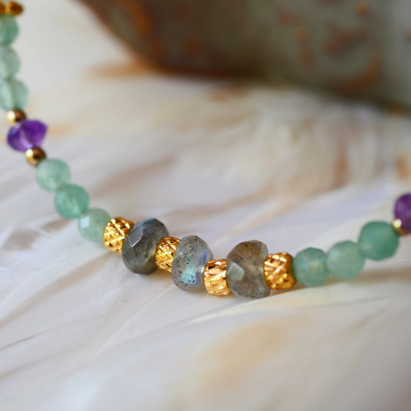 Smriti Bracelet · Aventurine, Amethyst, Moonstone