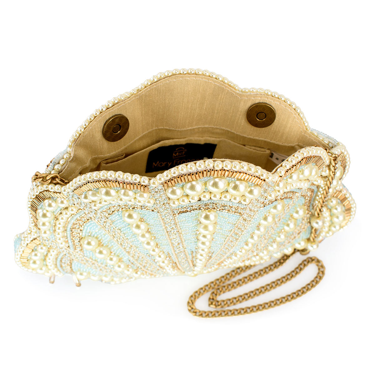 Seaside Luxury Pearl and Beaded Shell Hand-Beaded Crossbody Bag