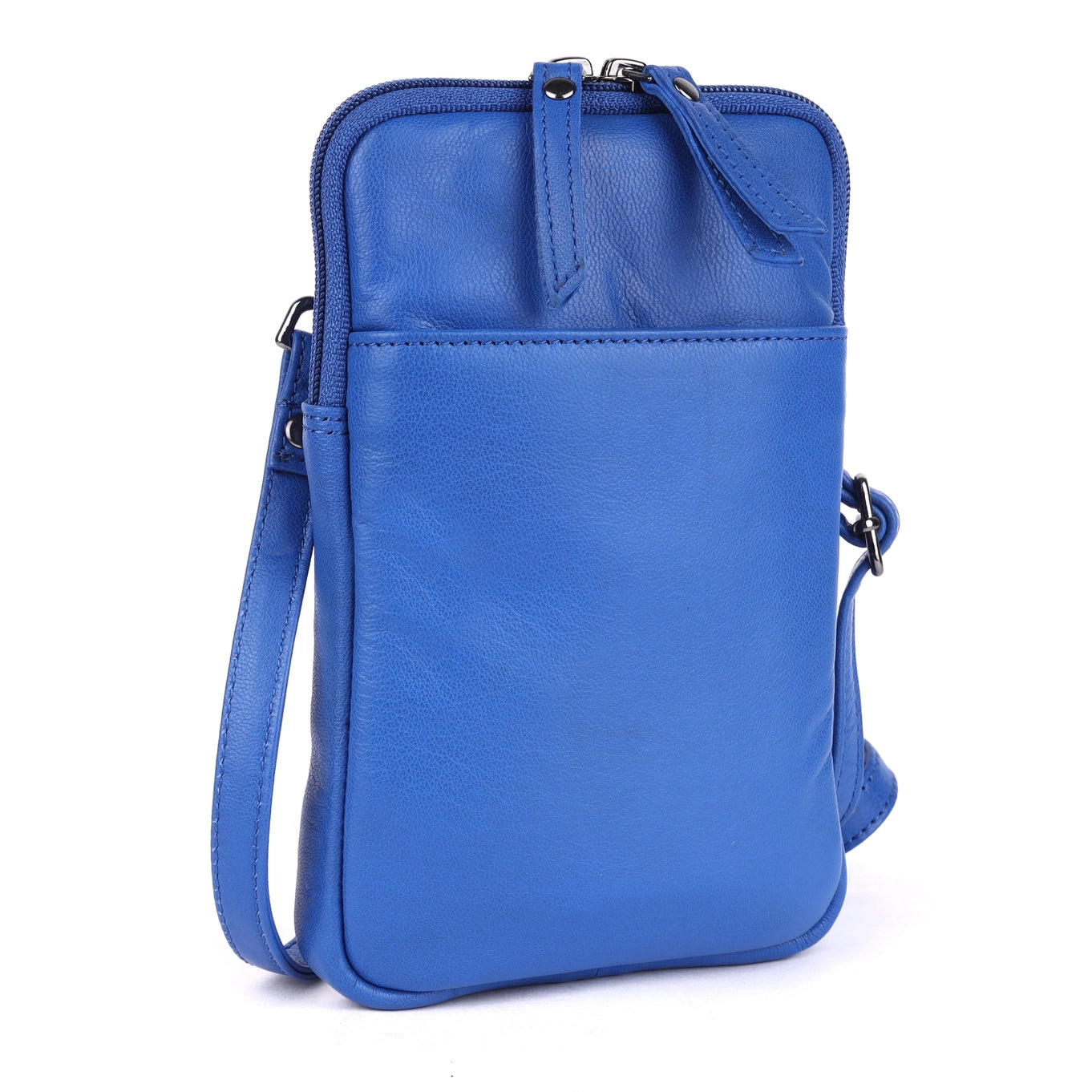 Cleo Blue Leather Phone Crossbody Bag