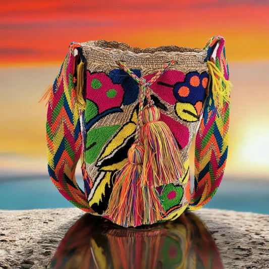 Brielle Large Handmade Punch-Needle Wayuu Mochila Bag