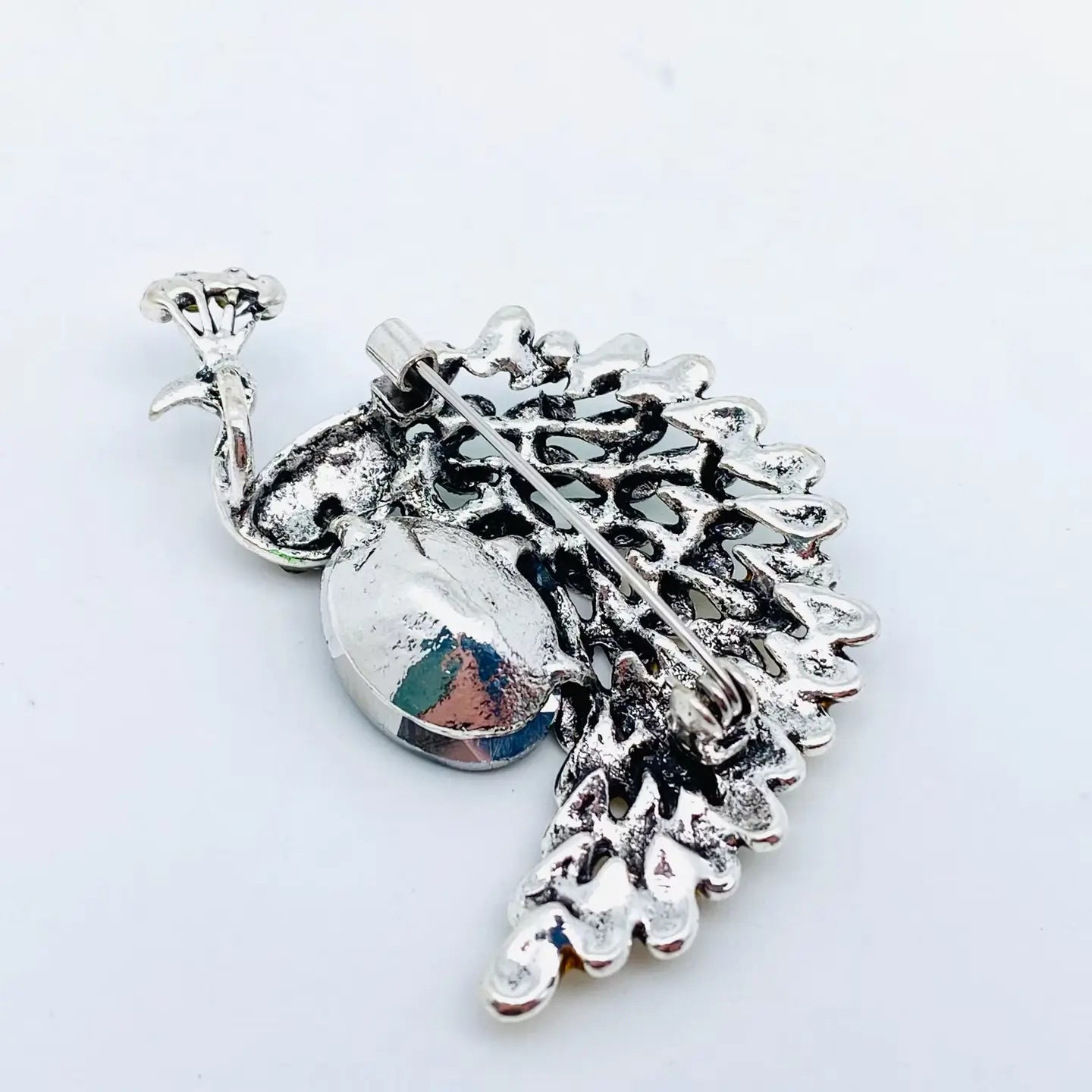 Rhinestone Peacock Brooch