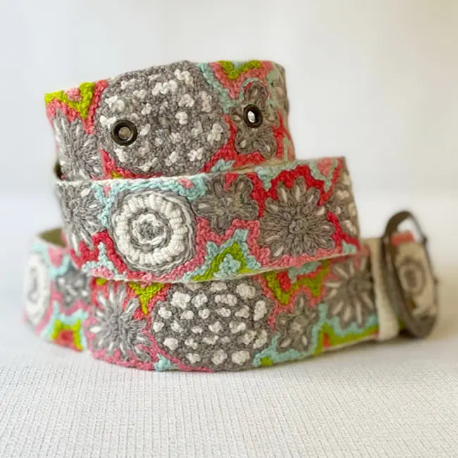 Flower Power Embroidered Wool Belt