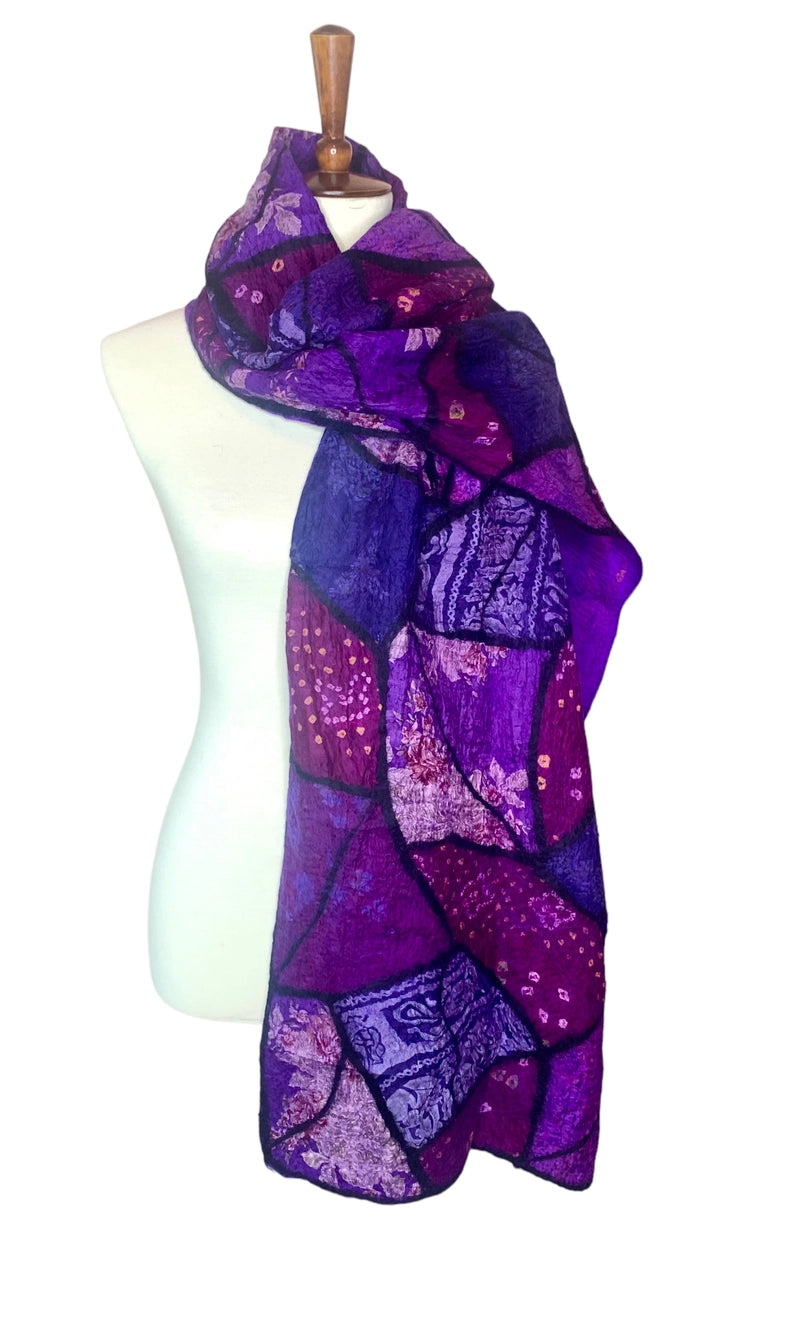 Sari Patchwork Scarf - Purple