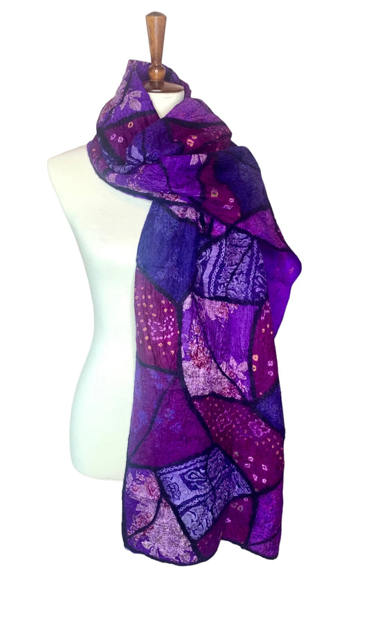 Sari Patchwork Scarf - Purple