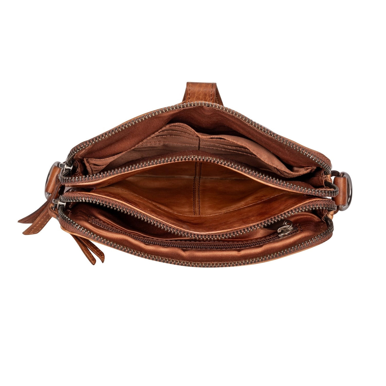 The Elena - Women's Cognac Washed Leather Crossbody Bag