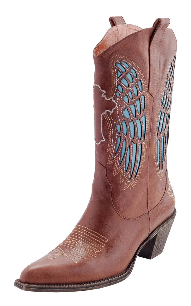 Brown Leather Cowboy Boots - Jade