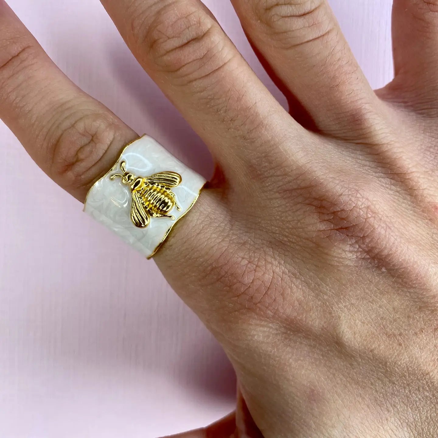 Bumblebee Ring (White Enamel)