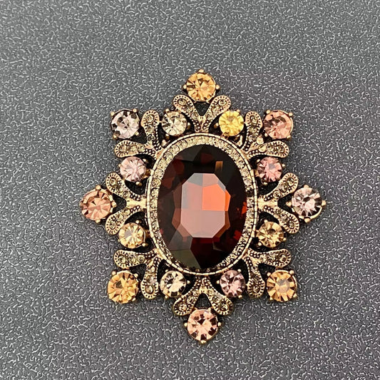 Vintage Sparkling Glass & Rhinestone Snowflake Brooch