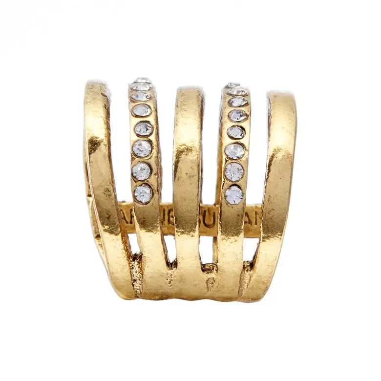 Embellished Multi Strand Ring (Gold)