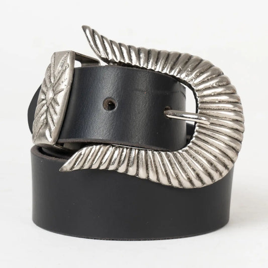 Western Black Belt - Silver Buckle