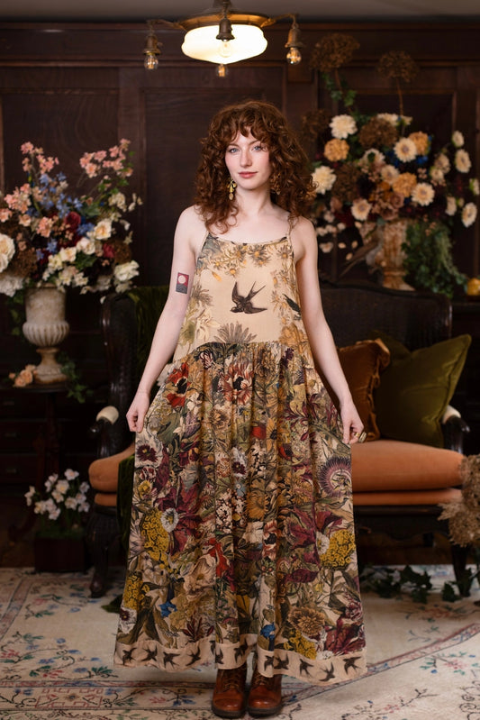 Golden Hour Bohéme Long Maxi Slip Dress w/ Floral Print