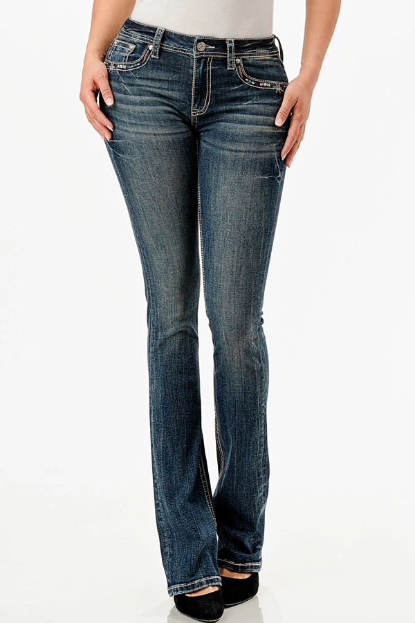 Steer Head Mid-Rise Boot Cut Jeans 30"