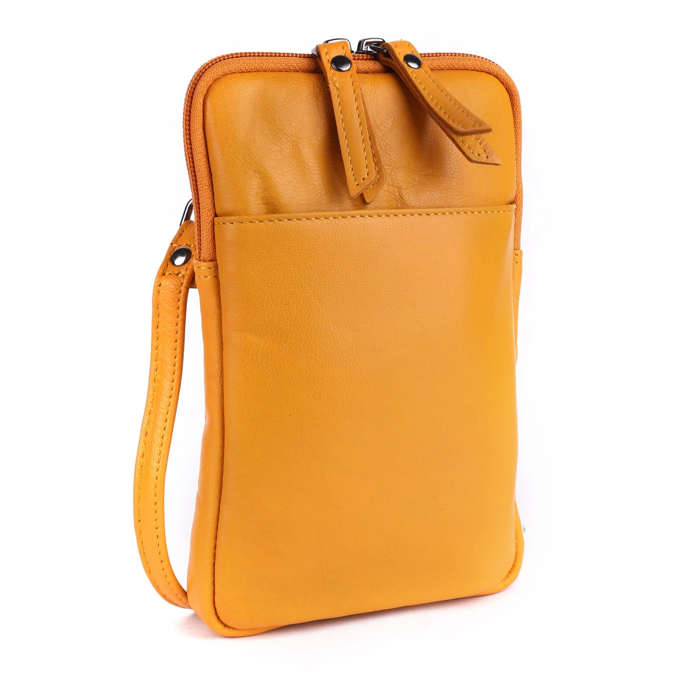 Cleo Yellow Leather Phone Crossbody Bag