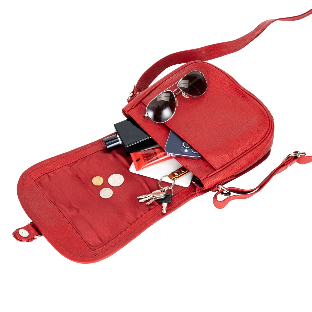Red Lennon Crossbody Bag - Full-Grain Leather Shoulder Bag