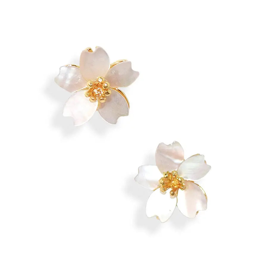 Mother of Pearl Floral Stud Earrings