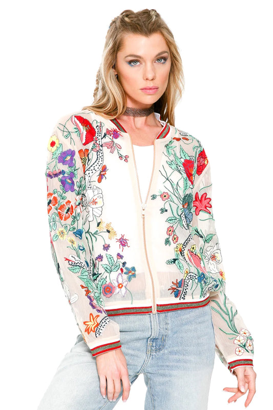 Bellezza Embroidered Bomber Jacket