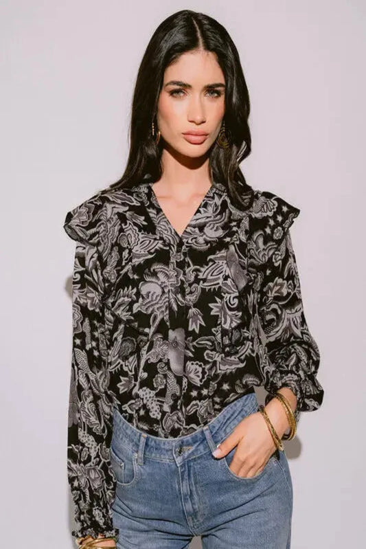 Verona Black & White Blouse