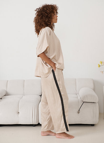 Side Stripe Pant in Champagne