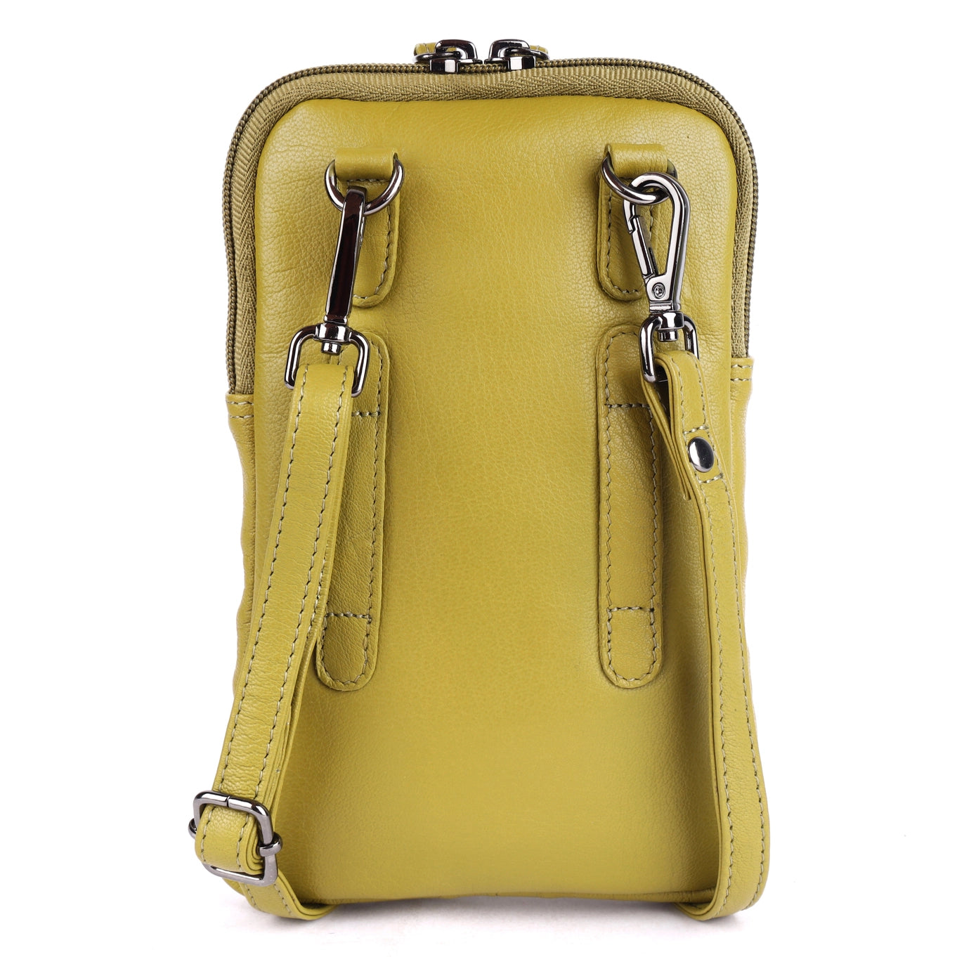 Cleo Olive Green Leather Phone Crossbody Bag
