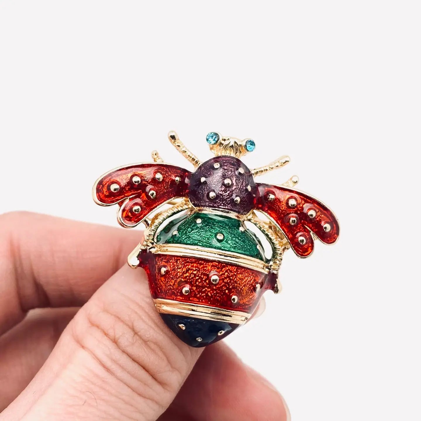 Colorful Enamel Rhinestone Bee Brooch
