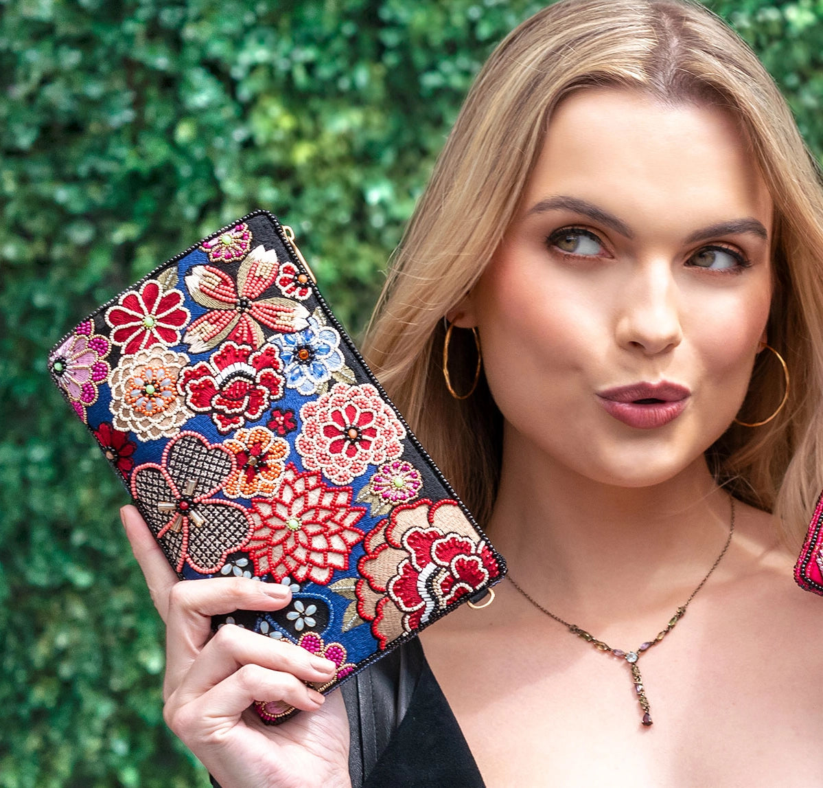 Ambrosia Floral Hand-Beaded Crossbody Bag