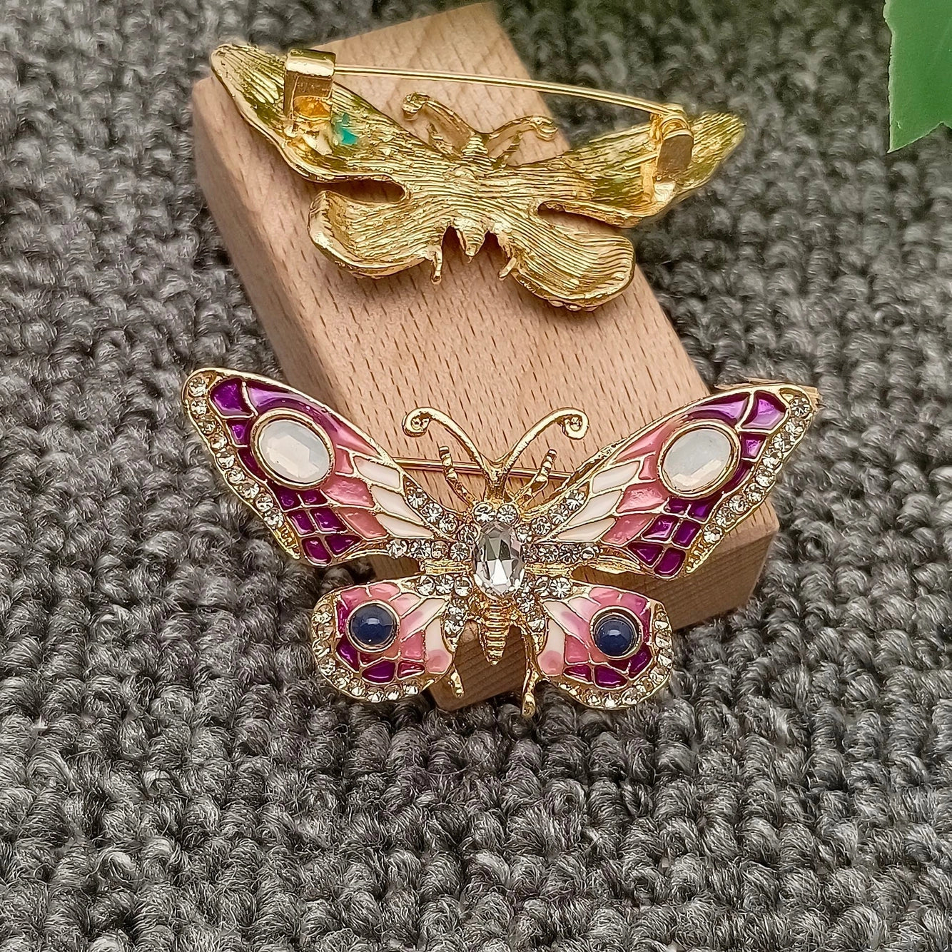 Rhinestone Enamel Butterfly Brooch