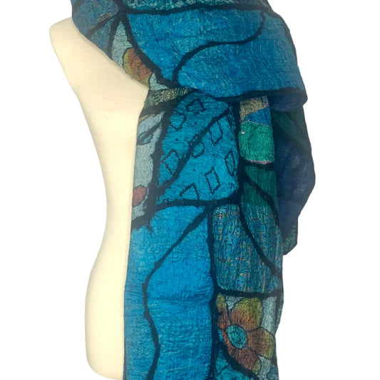 Sari Patchwork Scarf - Blue