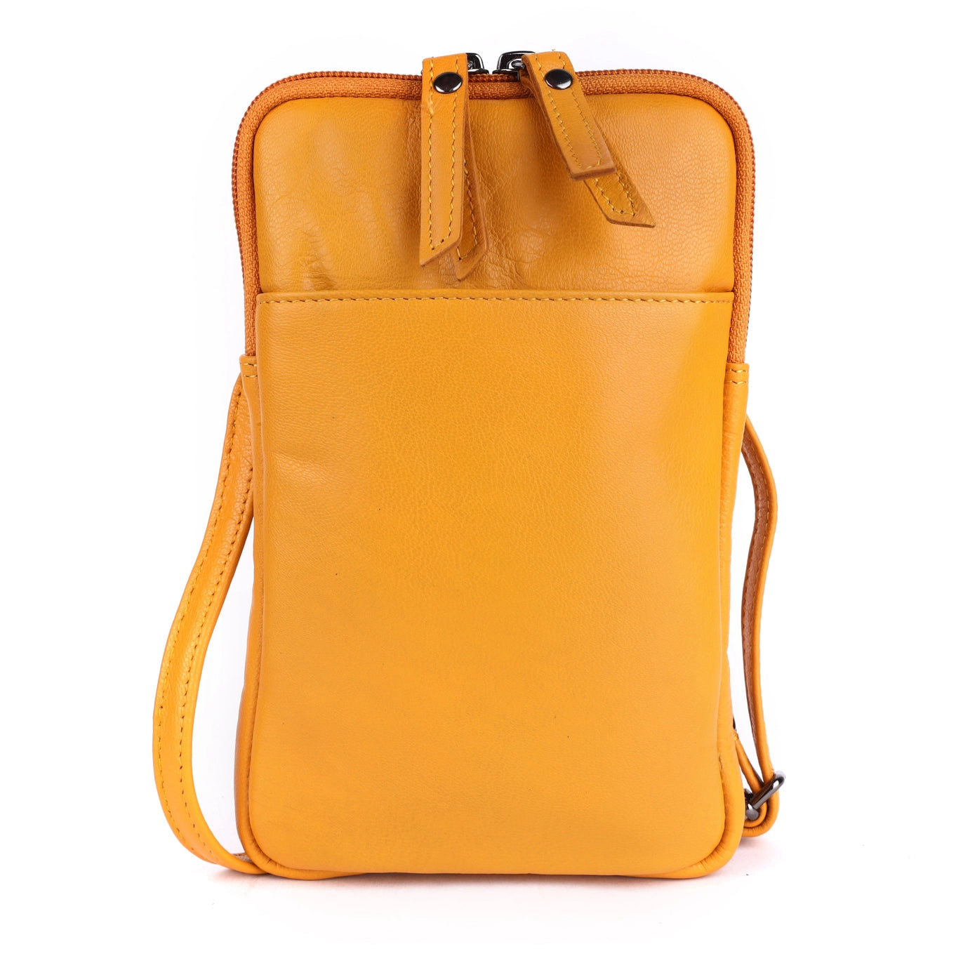 Cleo Yellow Leather Phone Crossbody Bag