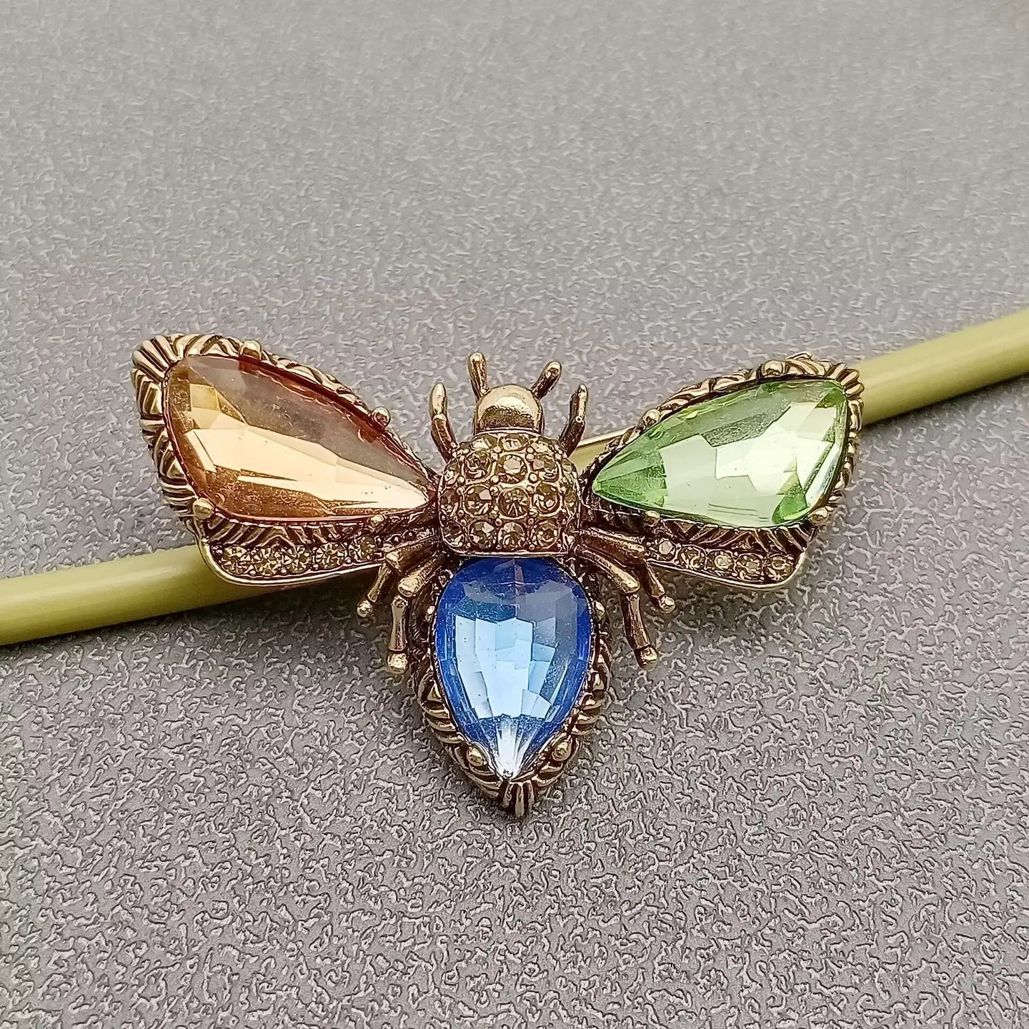 Glass Rhinestone Bee Brooch