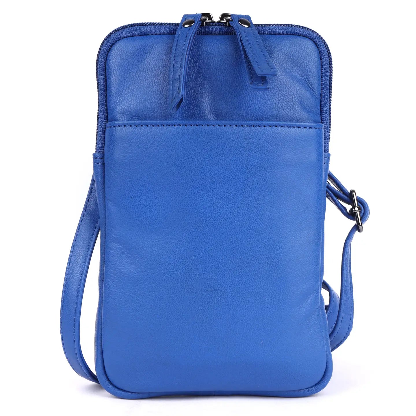 Cleo Blue Leather Phone Crossbody Bag