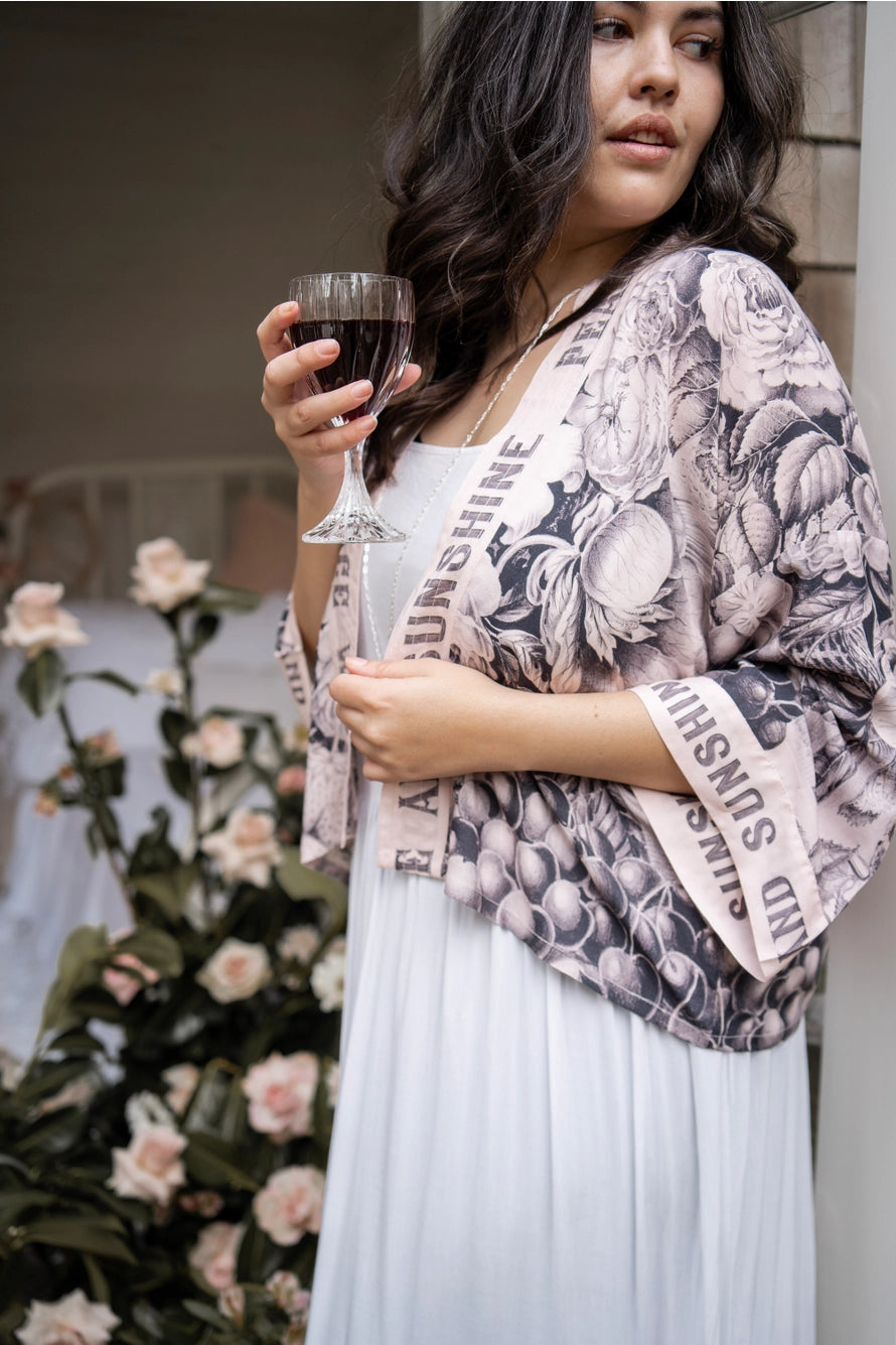 Peace Wine & Sunshine Cropped Kimono