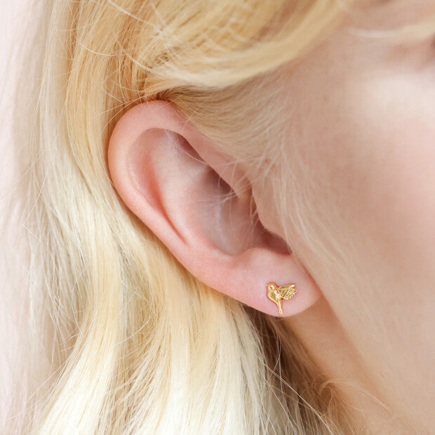 Delicate Bird Stud Earrings Gold