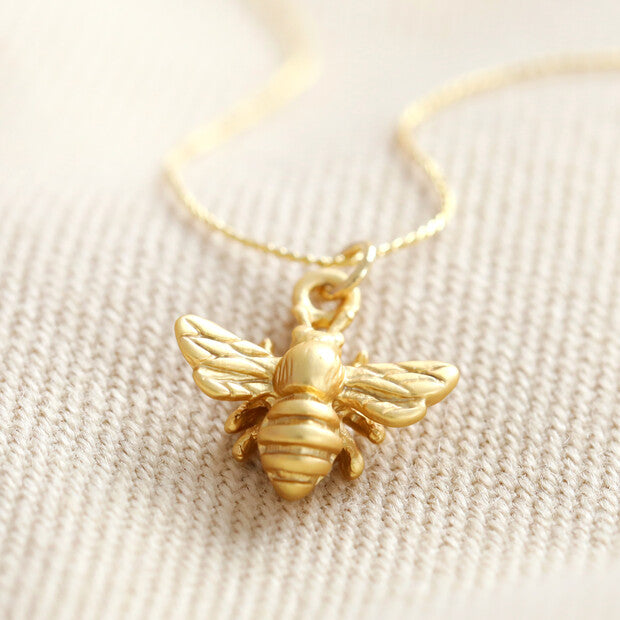 Delicate Tiny Gold Bumblebee Pendant Necklace