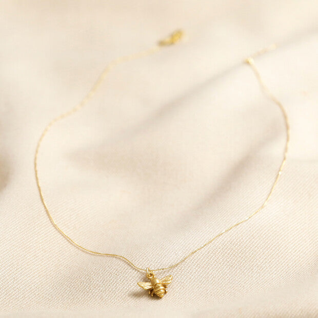 Delicate Tiny Gold Bumblebee Pendant Necklace