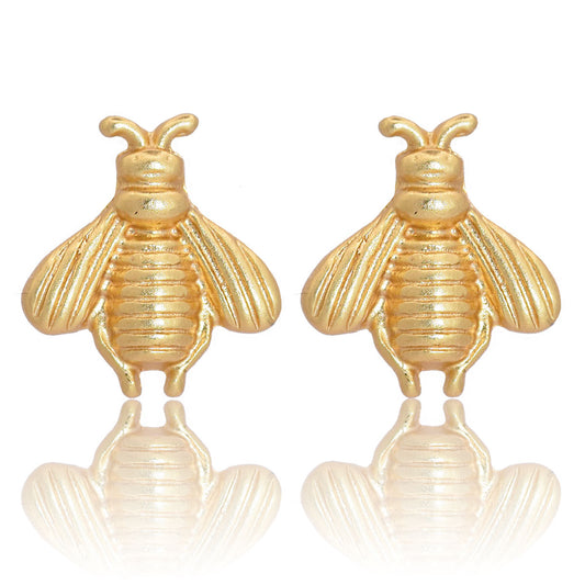 Delicate Bee Stud Earrings - Gold