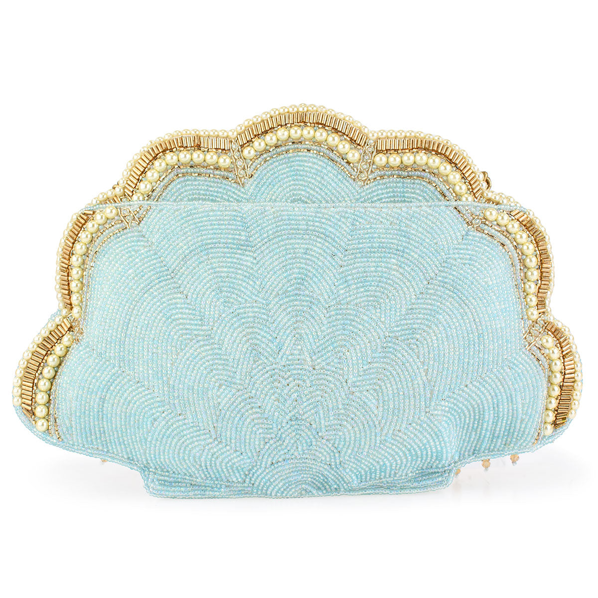 Seaside Luxury Pearl and Beaded Shell Hand-Beaded Crossbody Bag