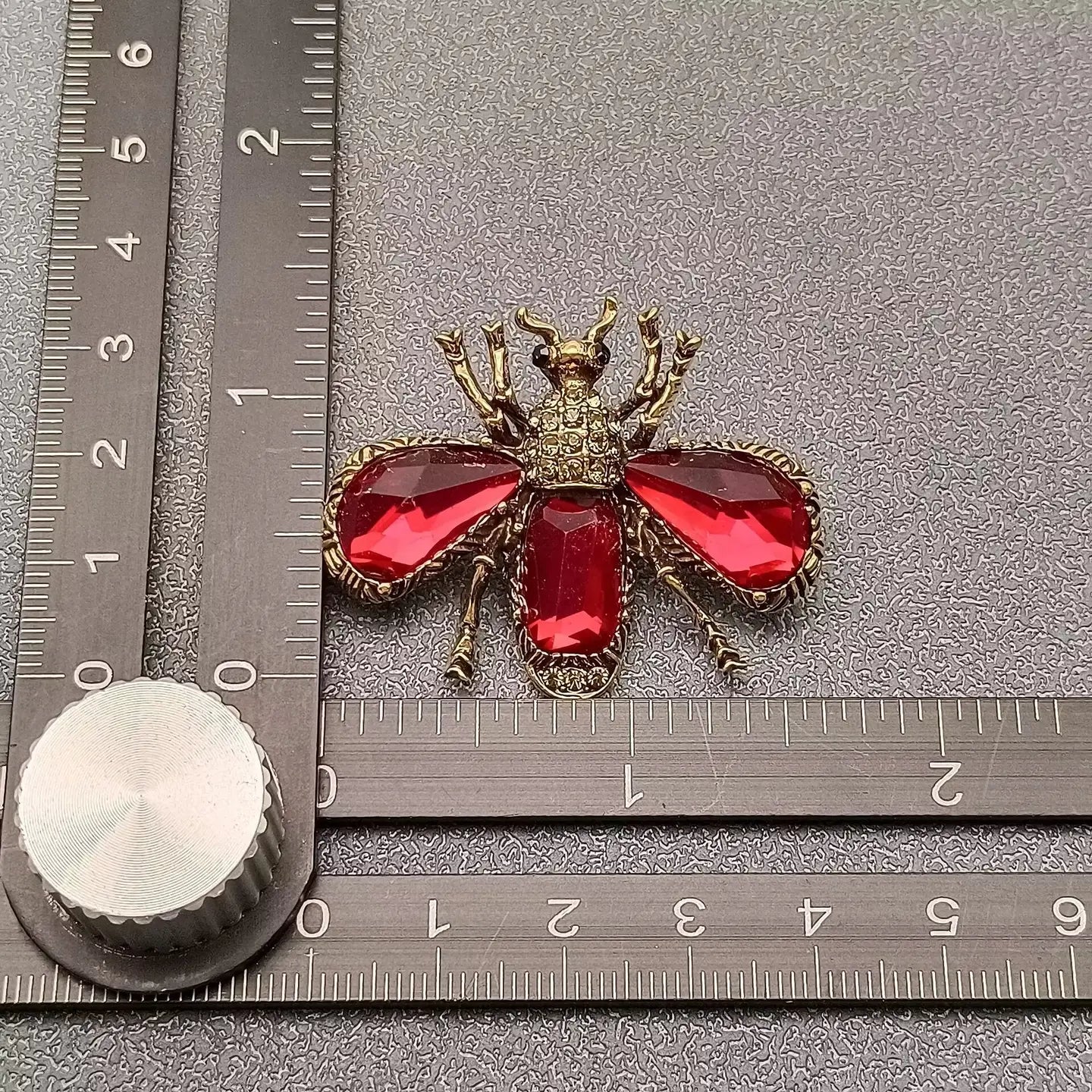 Inlaid Glass & Rhinestone Bee Brooch