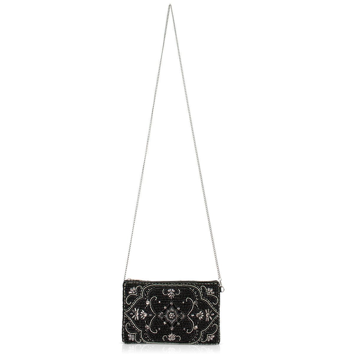 Encore Black with Crystal Embroidery Hand-Beaded Crossbody Bag