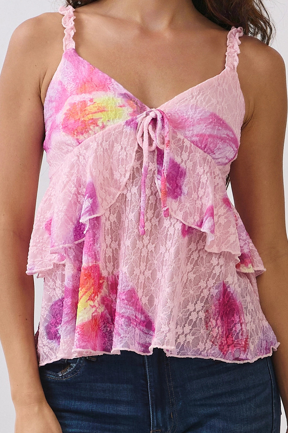Babydoll Cami Top - Chalk Pink Orchid