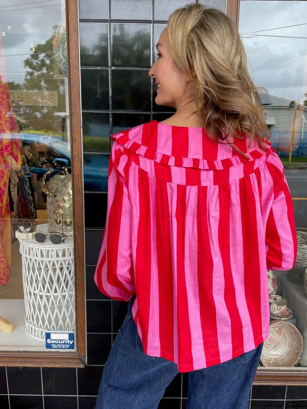 Lala Blouse - Pink & Red Stripe