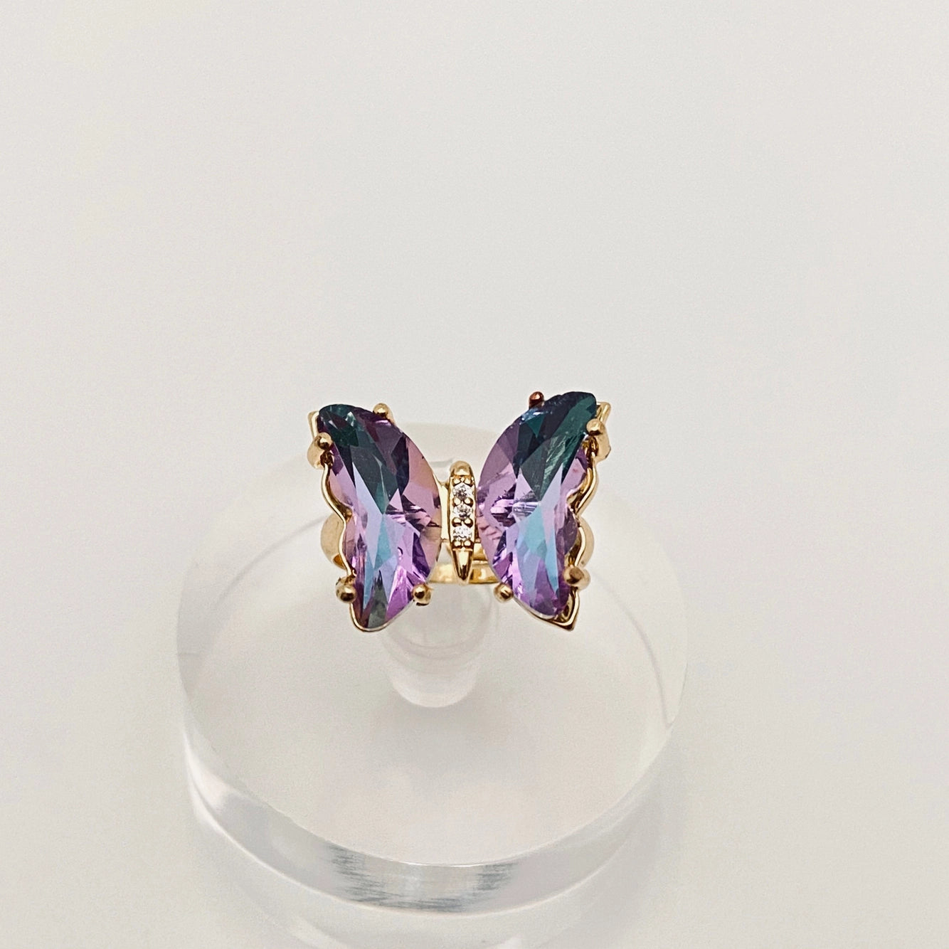 Gradient Glass Butterfly Ring